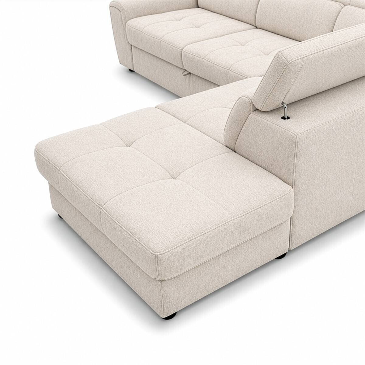 Ecksofa mit Bettfunktion und Bettkasten Vanilleblüte Flachgewebe B/H/T: ca. 267x75x238 cm