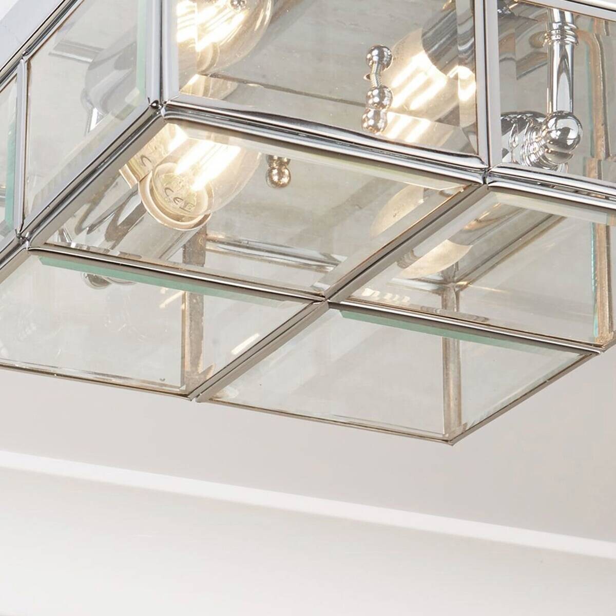 Searchlight Deckenleuchte Pisa transparent Chrom Glas Stahl B/H/L: ca. 25x10x25 cm E14 2 Brennstellen