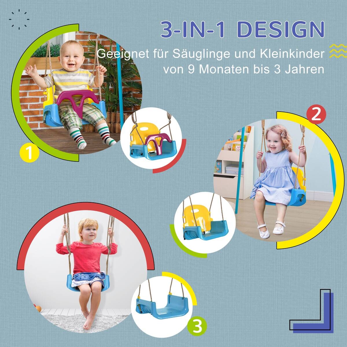 Outsunny Schaukel blau B/H/L: ca. 33x42x180 cm