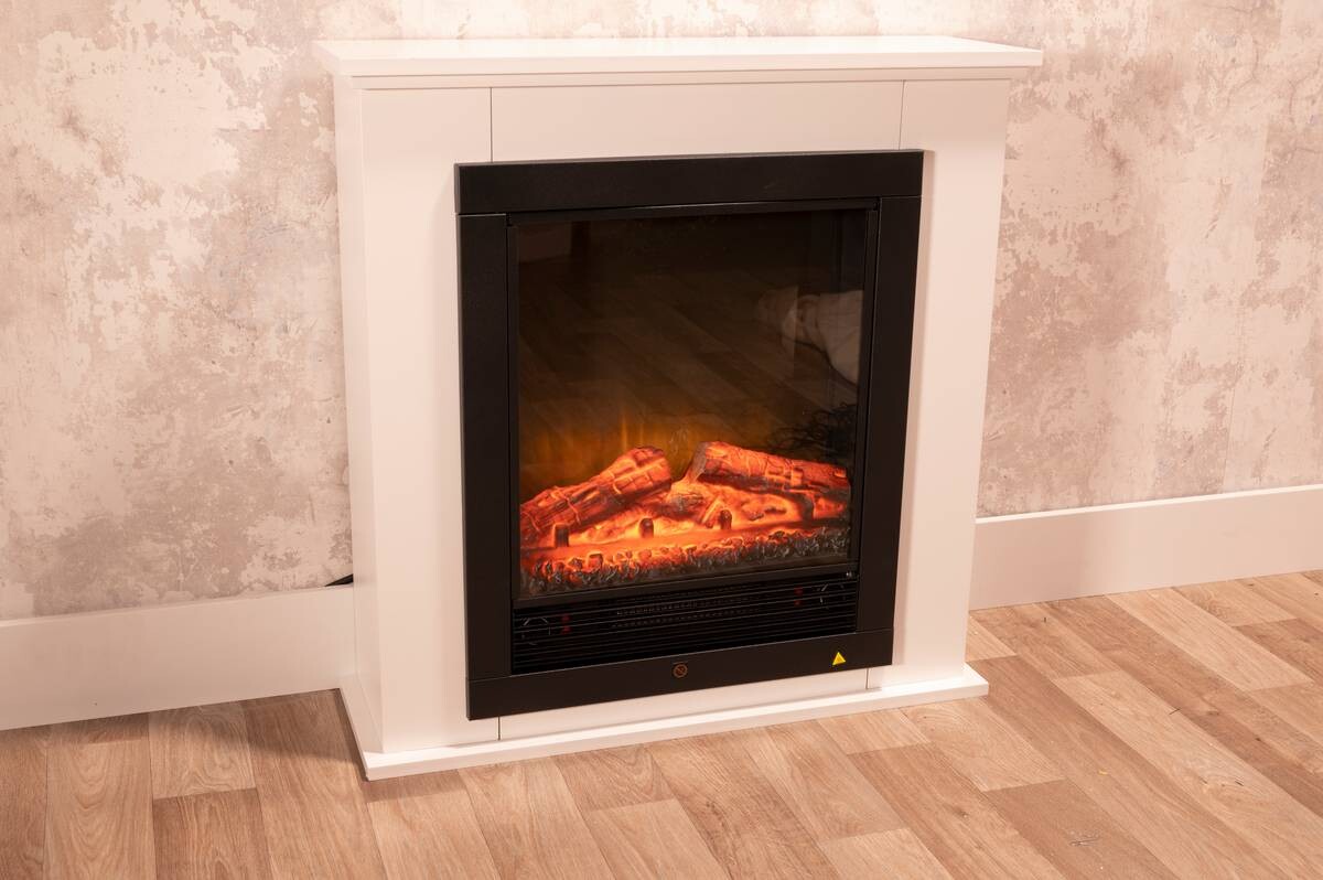 CLASSIC FIRE Elektrischer-Kamin 871125200410 weiß schwarz Glas Metall B/H/T: ca. 70x71x22 cm ca. 1800 W
