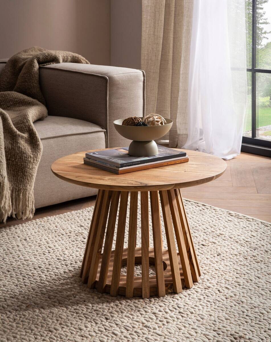 Wohnling Couchtisch braun Akazie H/D: ca. 40x60 cm