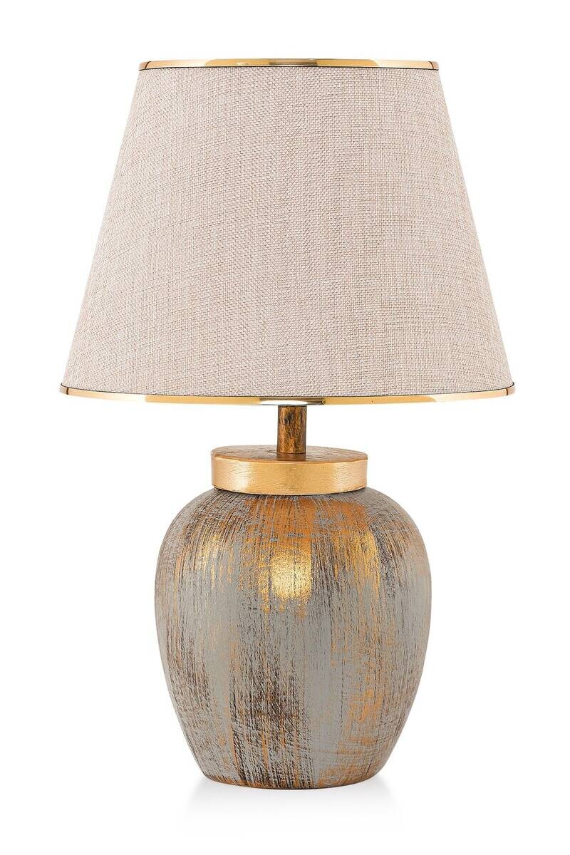 Opviq Tischleuchte gold creme Keramik B/H/L: ca. 30x47x30 cm E27 1 Brennstellen