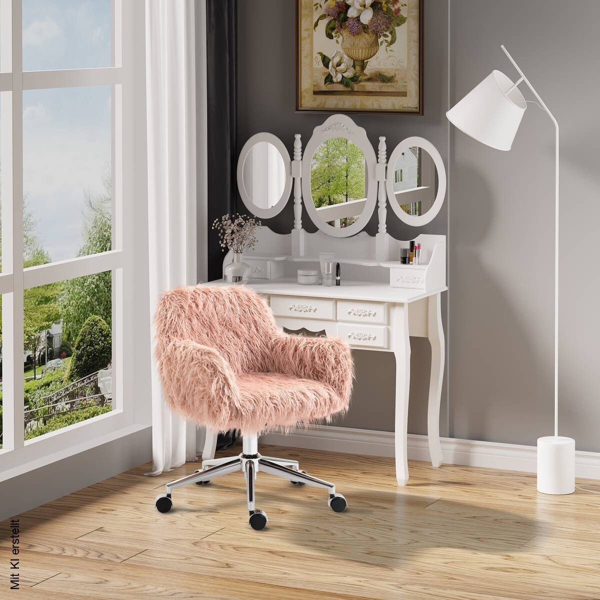 Drehstuhl 921-548PK rosa silber