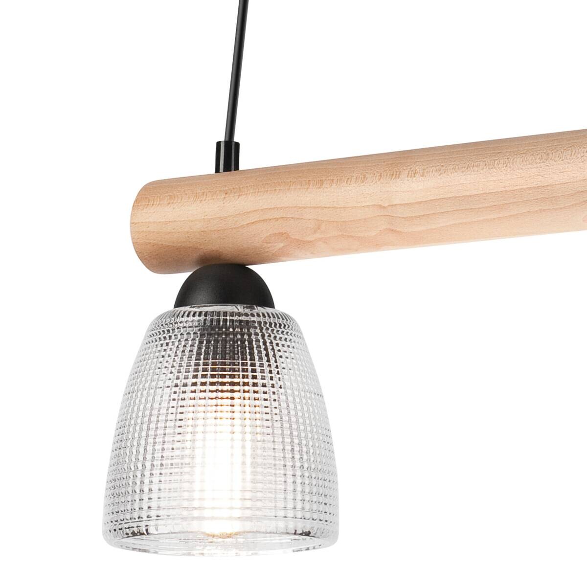 Lamkur Pendelleuchte natur Stahl B/H/L: ca. 20x101x43 cm E27 2 Brennstellen