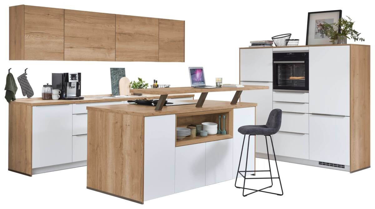 nobilia Inselküche Easytouch Alpinweiß Lacklaminat B/L: ca. 304x190 cm