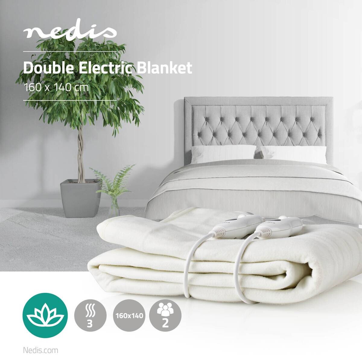 Nedis Heizdecke weiß Polyester B/H/L: ca. 164x2x140 cm