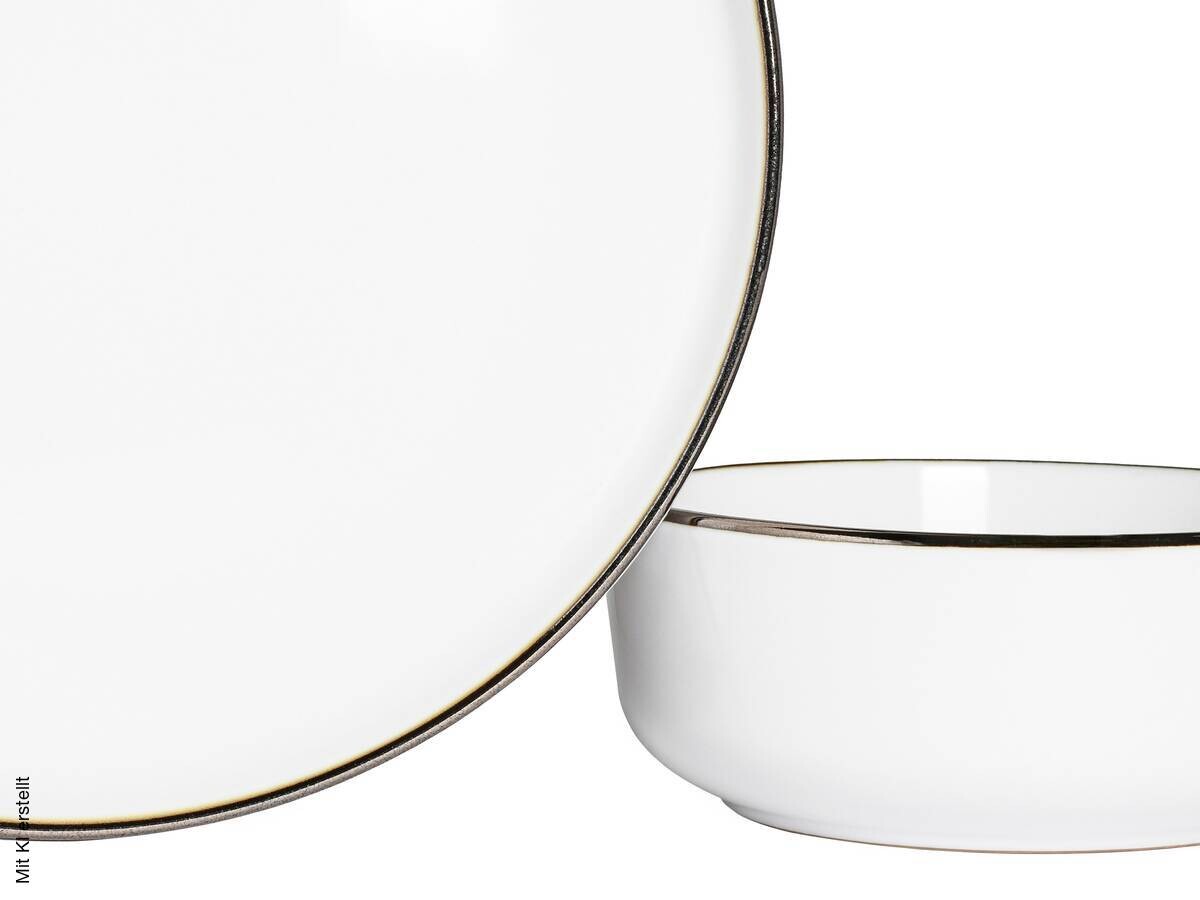 CreaTable Kombiservice Nordic Festive Weiss silber Steinzeug 10 tlg.