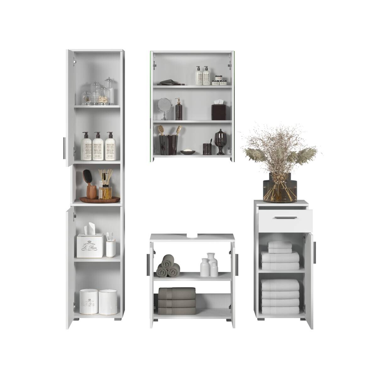 Badezimmer-Set Wons weiß Hochglanz weiß matt B/H/T: ca. 164x192x32 cm