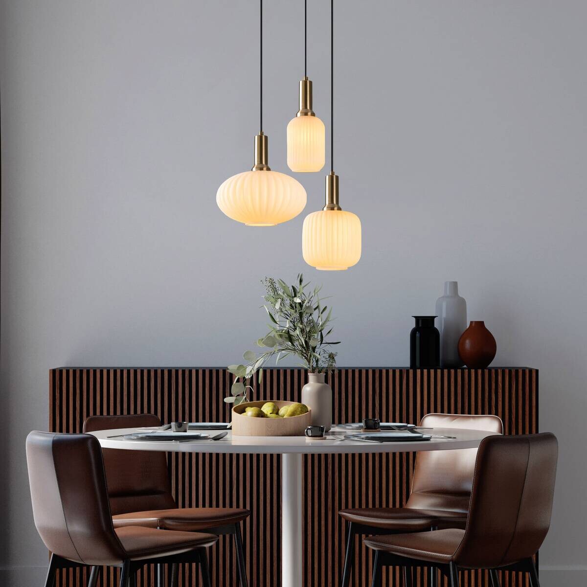 Opviq Pendelleuchte Asker-15201 gold Glas Metall B/H/T/L/D: ca. 55x130x55x55x55 cm E27 3 Brennstellen