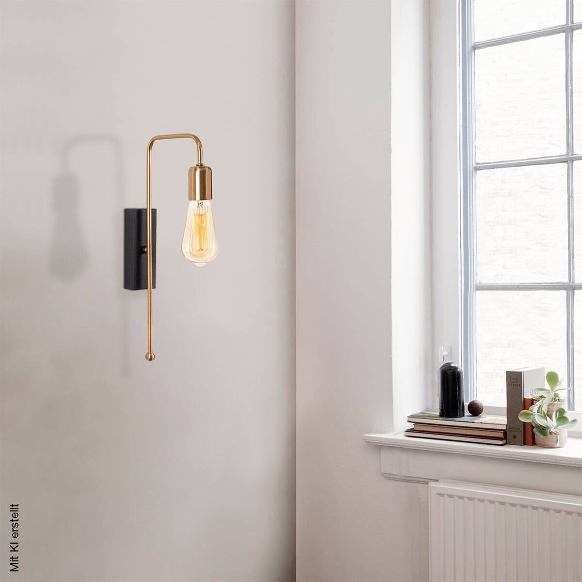Opviq Wandleuchte gold schwarz Metall B/H/L: ca. 22x42x6 cm E27 1 Brennstellen