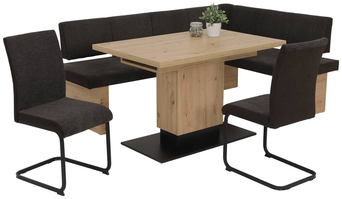 Stuhl 4er Set LINN braun schwarz Webstoff Metall B/H/T: ca. 43x92x52 cm