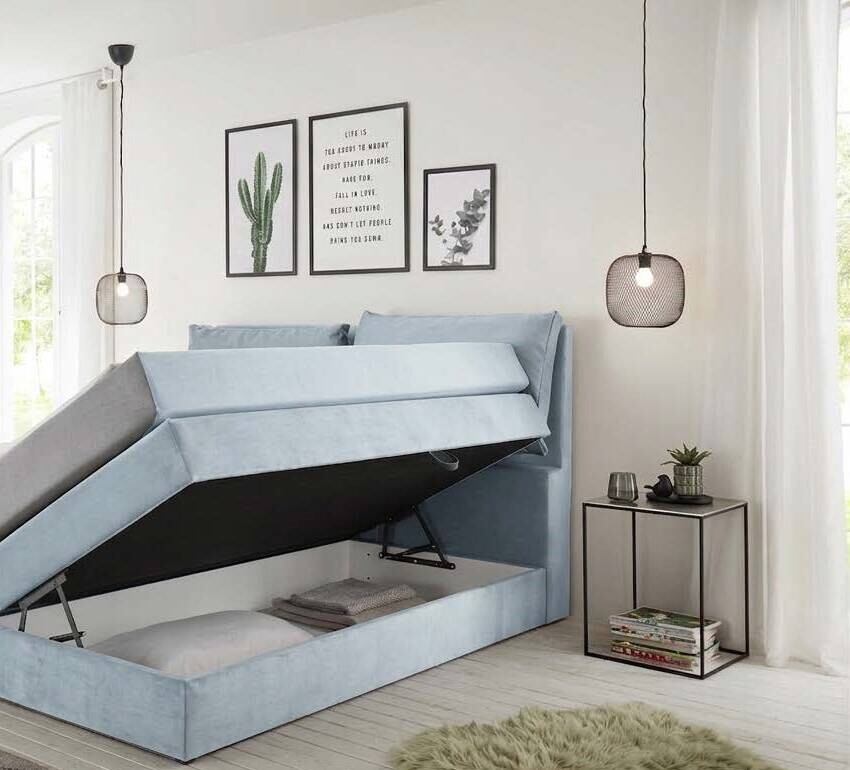 Boxspringbett Lissy hellblau Liegefläche B/L: ca. 160x200 cm