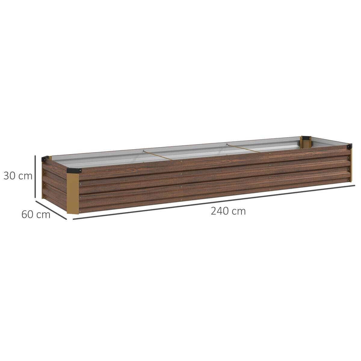 Outsunny Hochbeet braun Stahl B/H/L: ca. 60x30x240 cm