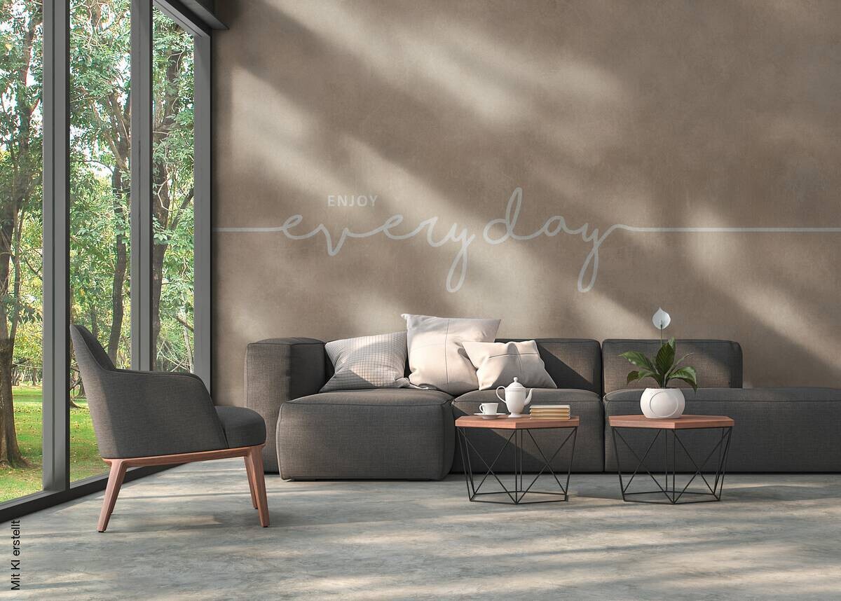 Livingwalls Fototapete Schrift weiß beige B/L: ca. 280x371 cm
