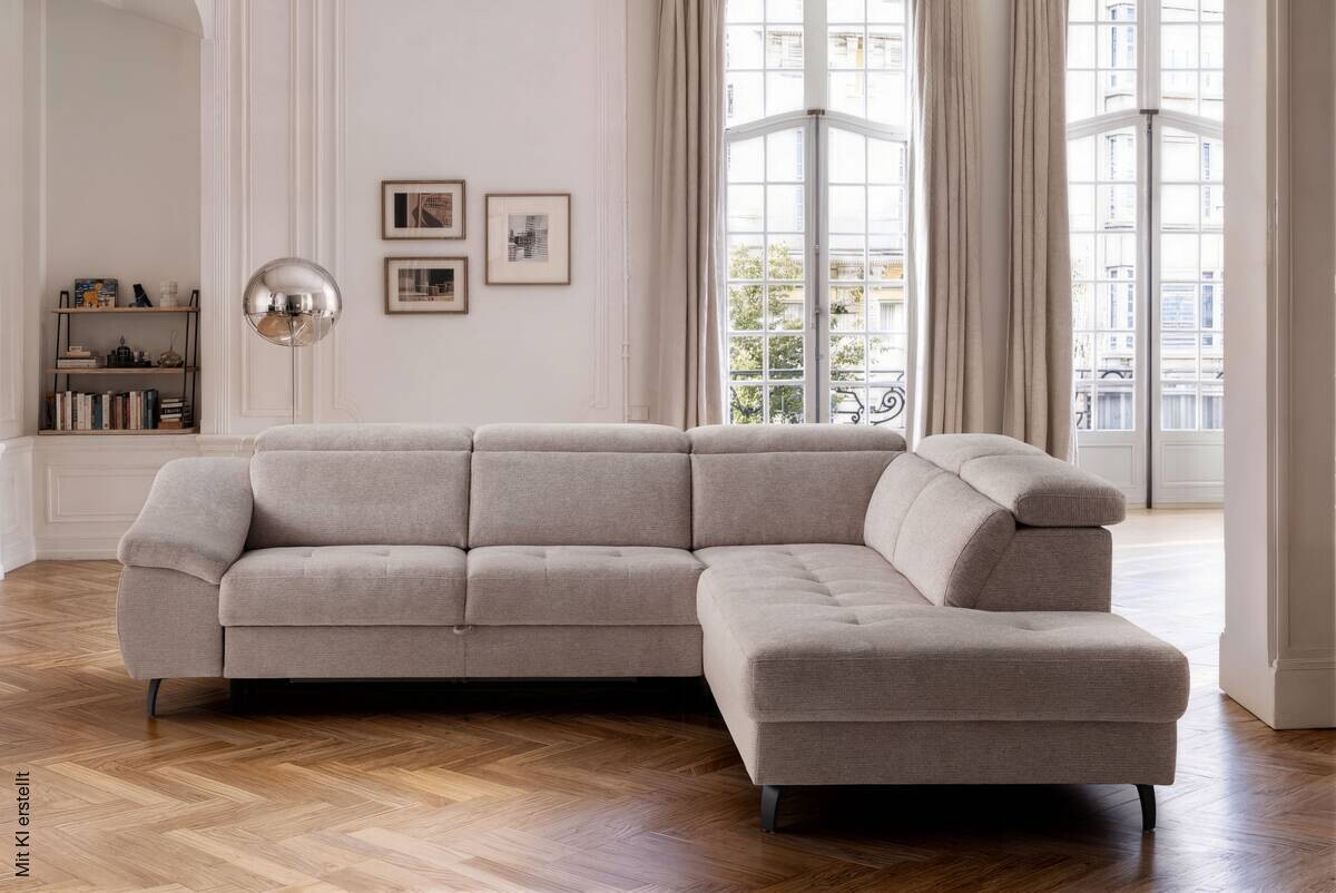 Ecksofa mit Bettfunktion leinen Flachgewebe B/H/T: ca. 280x96x238 cm