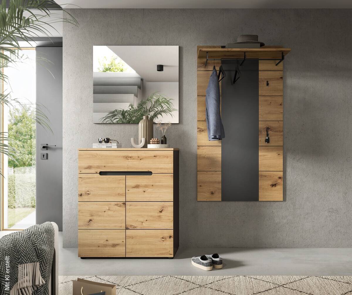 Garderobe Canu basaltgrau Nachbildung Artisan Nachbildung B/H/T: ca. 175x190x37 cm