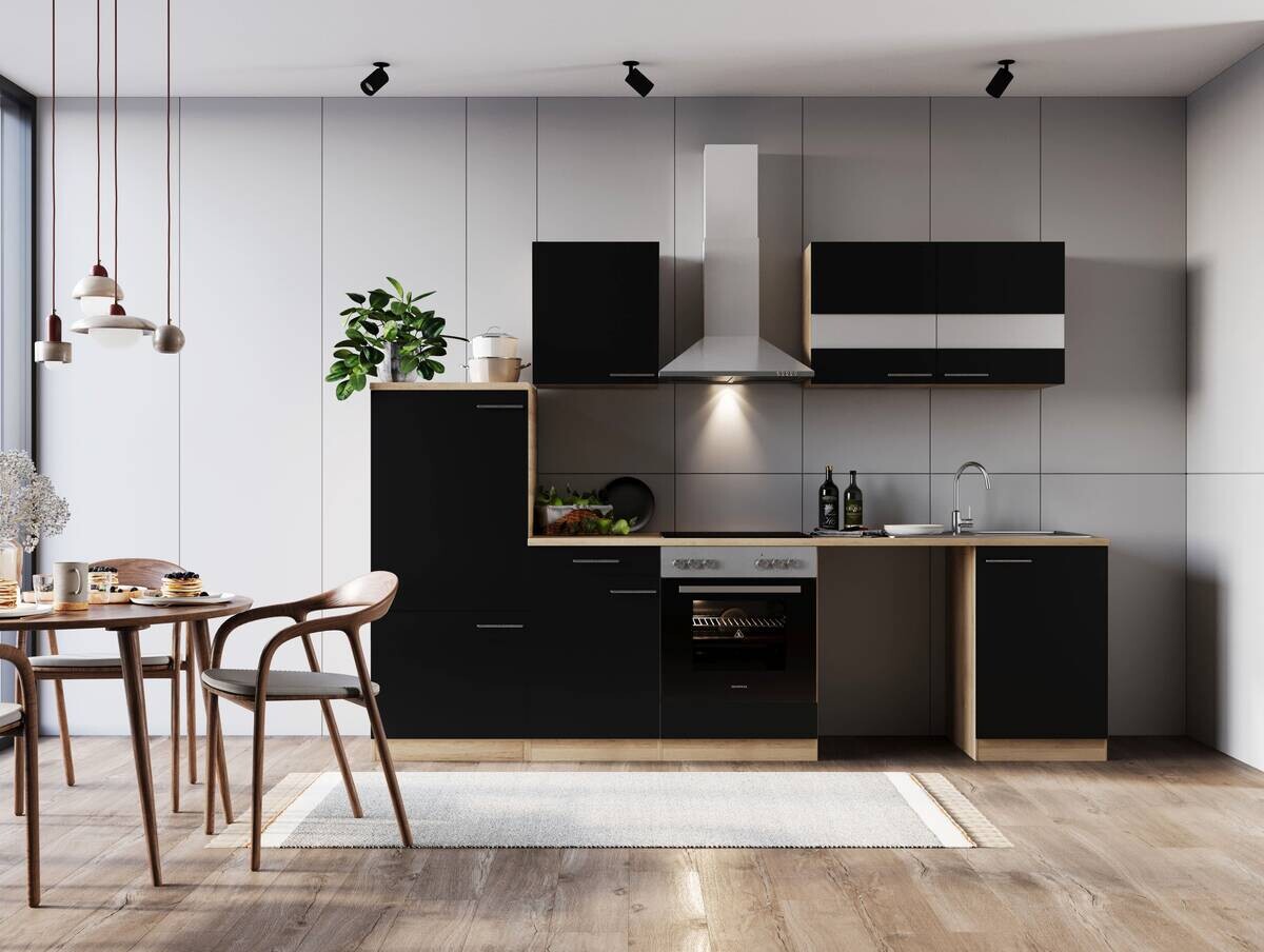 Respekta Küchenblock Merle schwarz B/H/T: ca. 280x200x60 cm