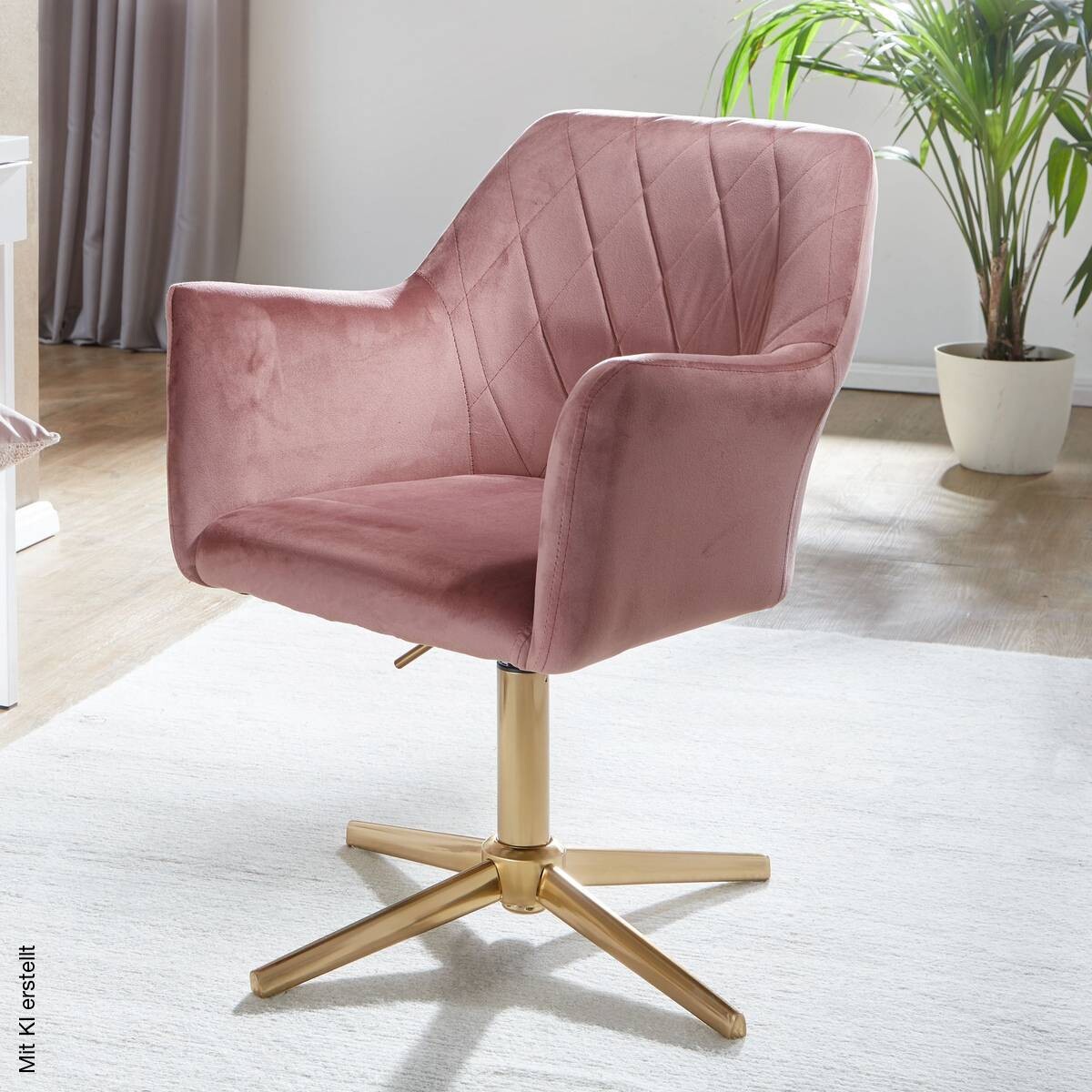 Drehstuhl rosa gold Stoff Eisen