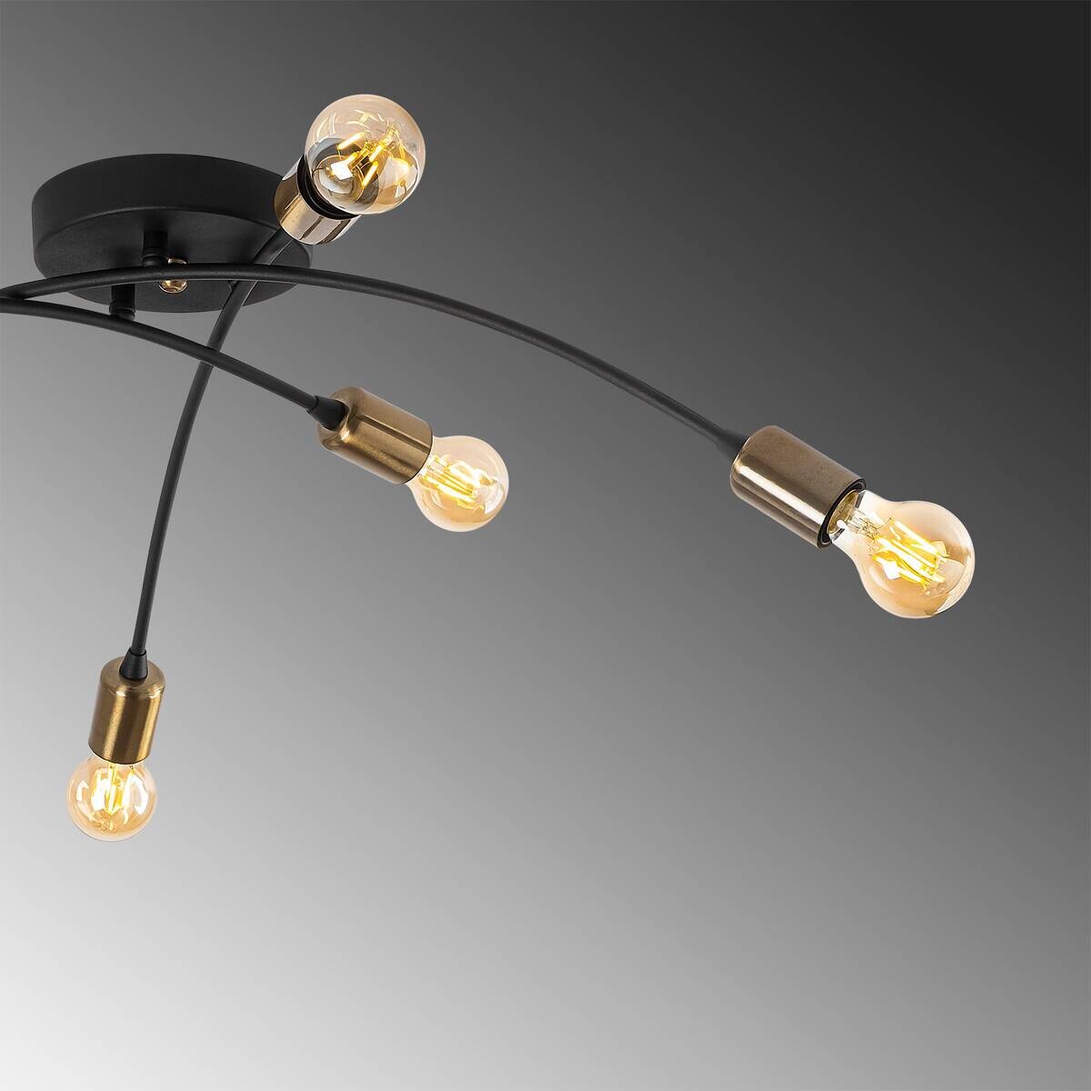 Opviq Deckenleuchte Banana bronze schwarz Metall B/H/T/L/D: ca. 67x25x67x67x67 cm E27 6 Brennstellen
