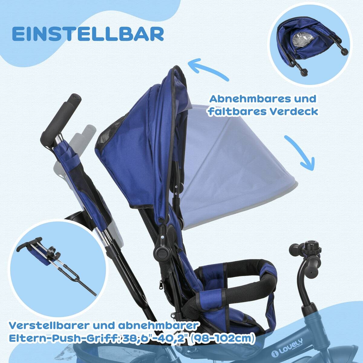 HOMCOM Kinderdreirad blau B/H/L: ca. 49x102x102 cm