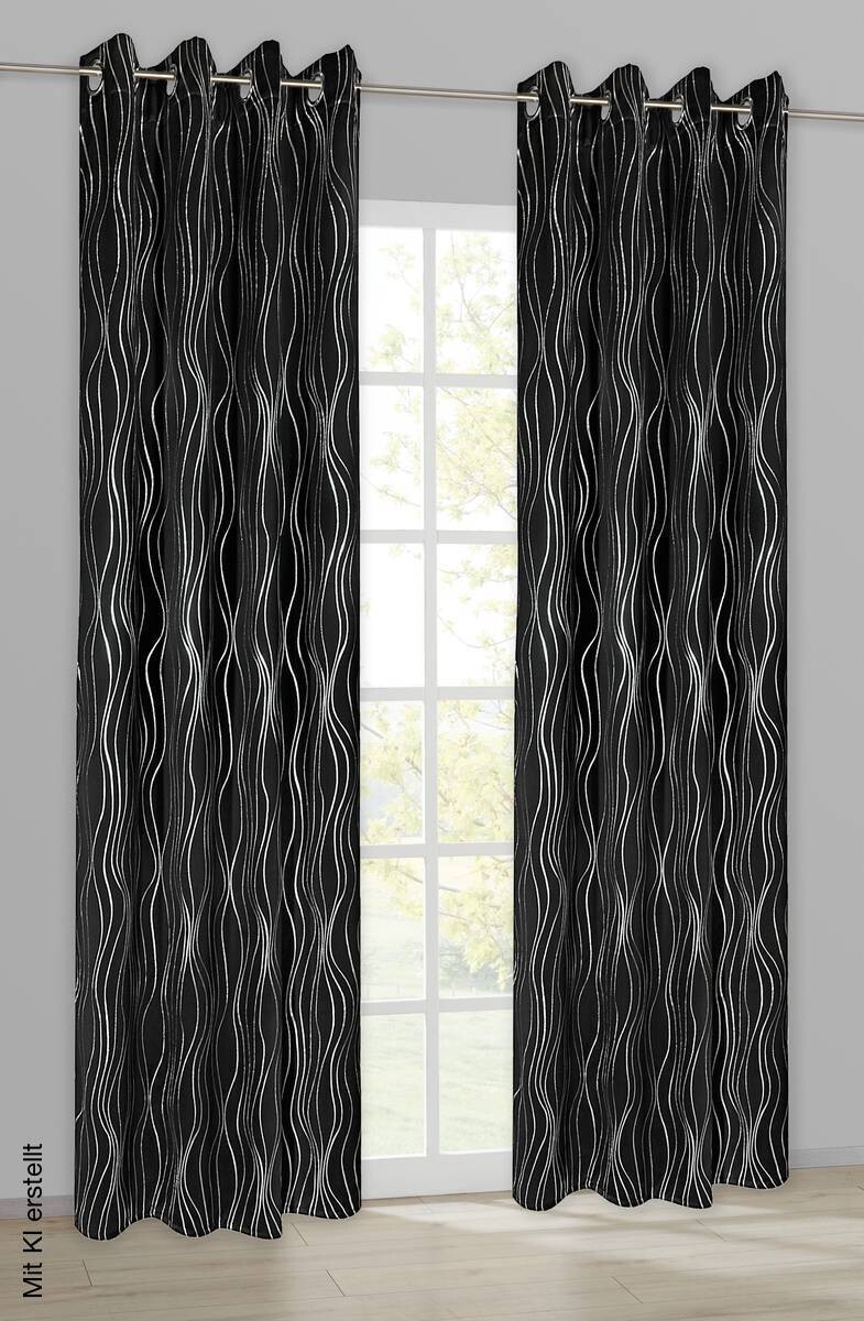 Verdunklungsvorhang Monaco schwarz silber 100% Polyester B/L: ca. 135x245 cm