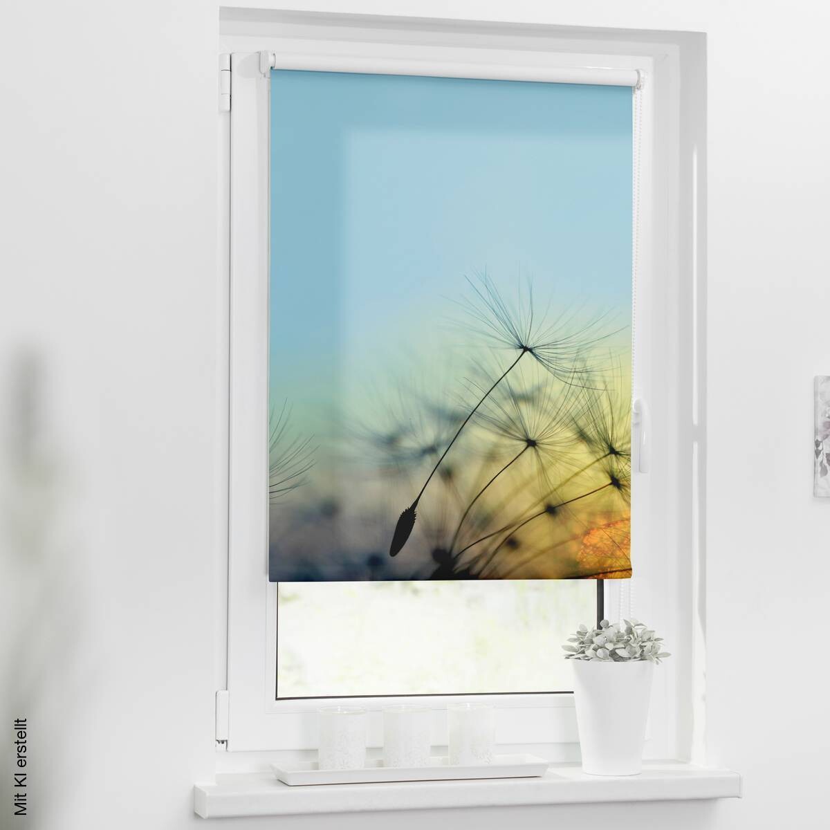 LICHTBLICK Verdunkelungsrollo Pusteblume blau B/L: ca. 90x150 cm