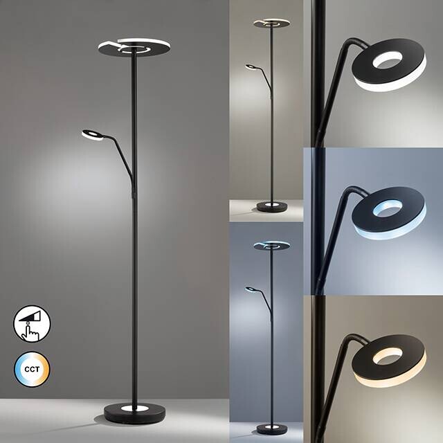 Fischer & Honsel Stehlampe 40318 Chrom schwarz Metall B/H/T: ca. 35x180x50 cm 1 Brennstellen