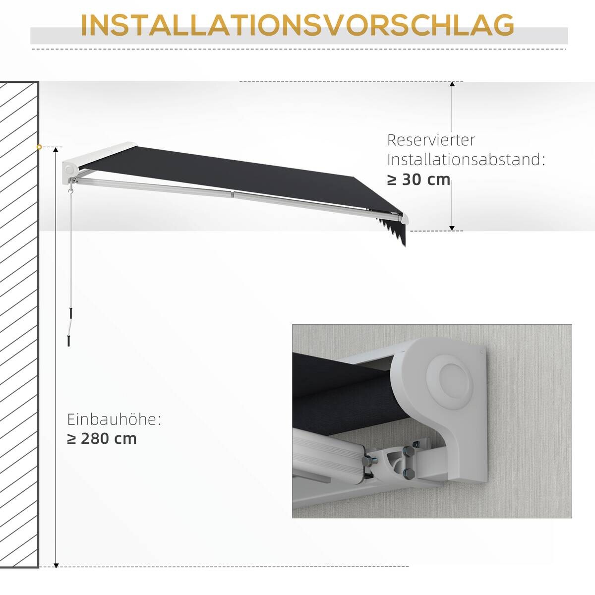 Outsunny Markise grau B/H/L: ca. 300x395x150 cm