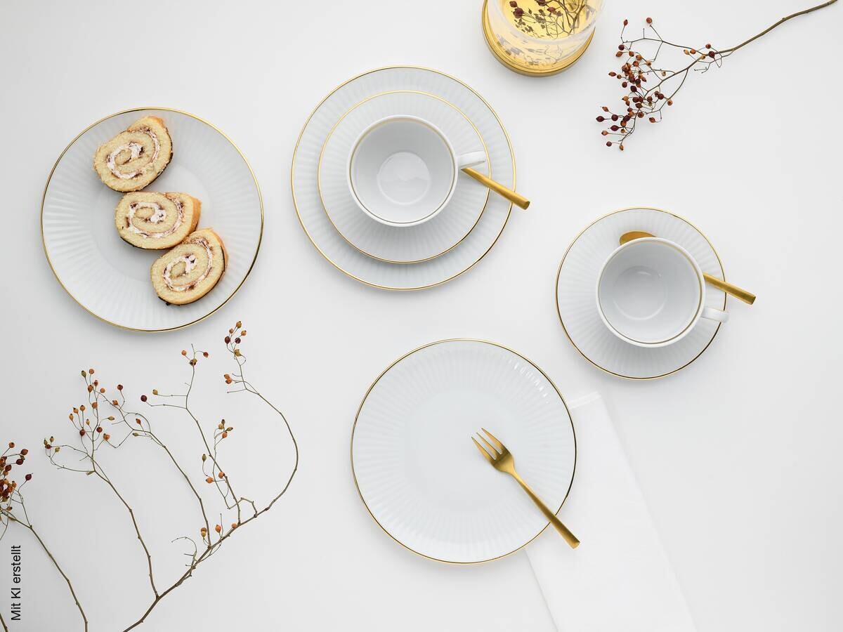 CreaTable Kaffeeservice Valencia weiß Porzellan 18 tlg.