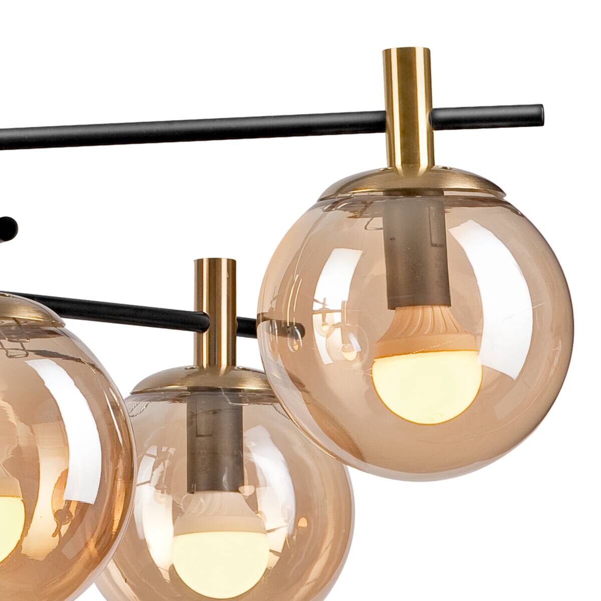 Lamkur Deckenleuchte Lilou gold Stahl Glas B/H/L: ca. 51x53x51 cm E14 6 Brennstellen