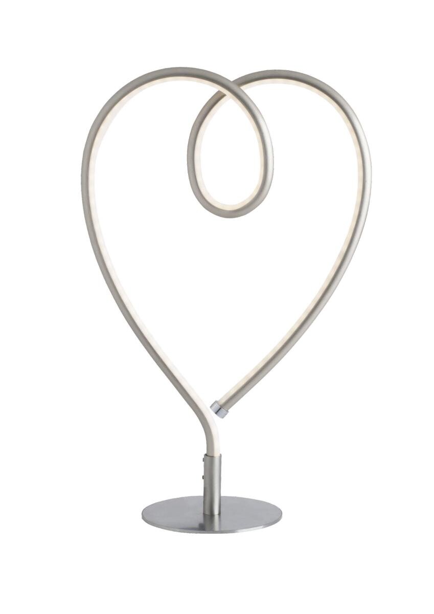 POCOline Tischleuchte Heart nickel matt weiß Metall Kunststoff B/H: ca. 24x40 cm