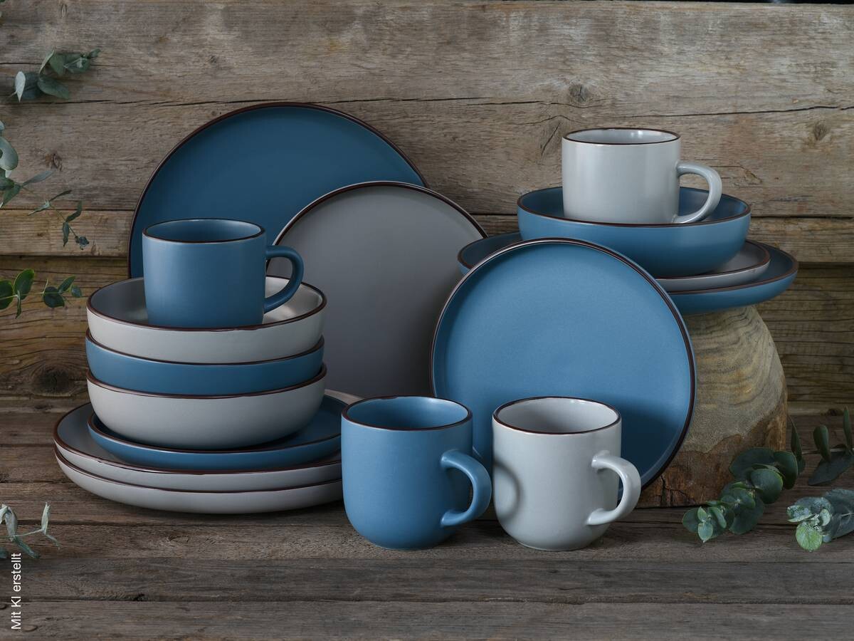 CreaTable Kombiservice Modern Scandic multicolor Steinzeug 16 tlg.