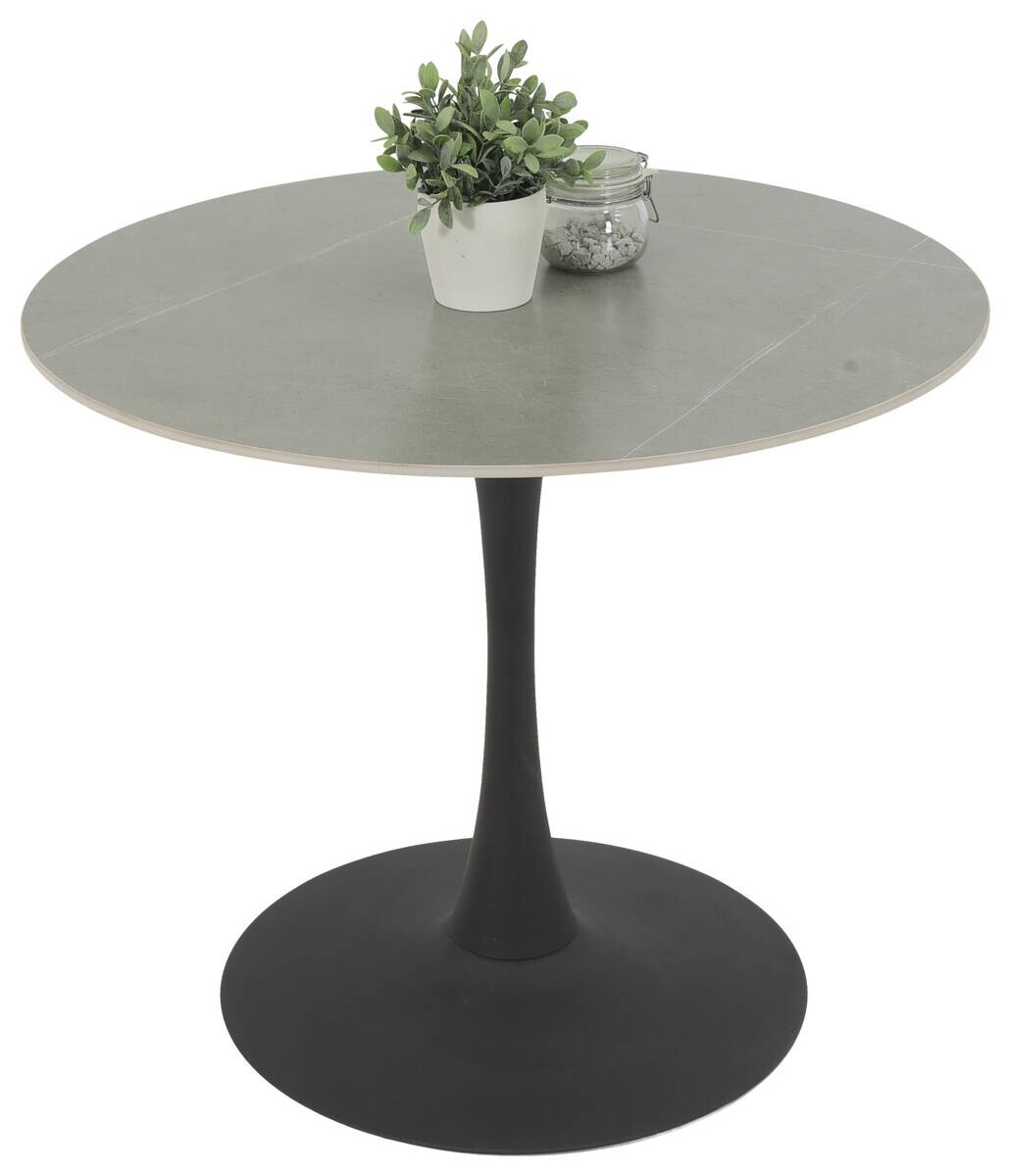 Esstisch Paola I Marmoroptik grau anthrazit H/D: ca. 75x90 cm