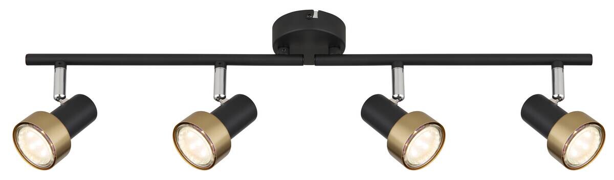 GLOBO Spot mattschwarz Chrom altgold Metall B/H/T: ca. 60x13,5x8,5 cm GU10 4 Brennstellen
