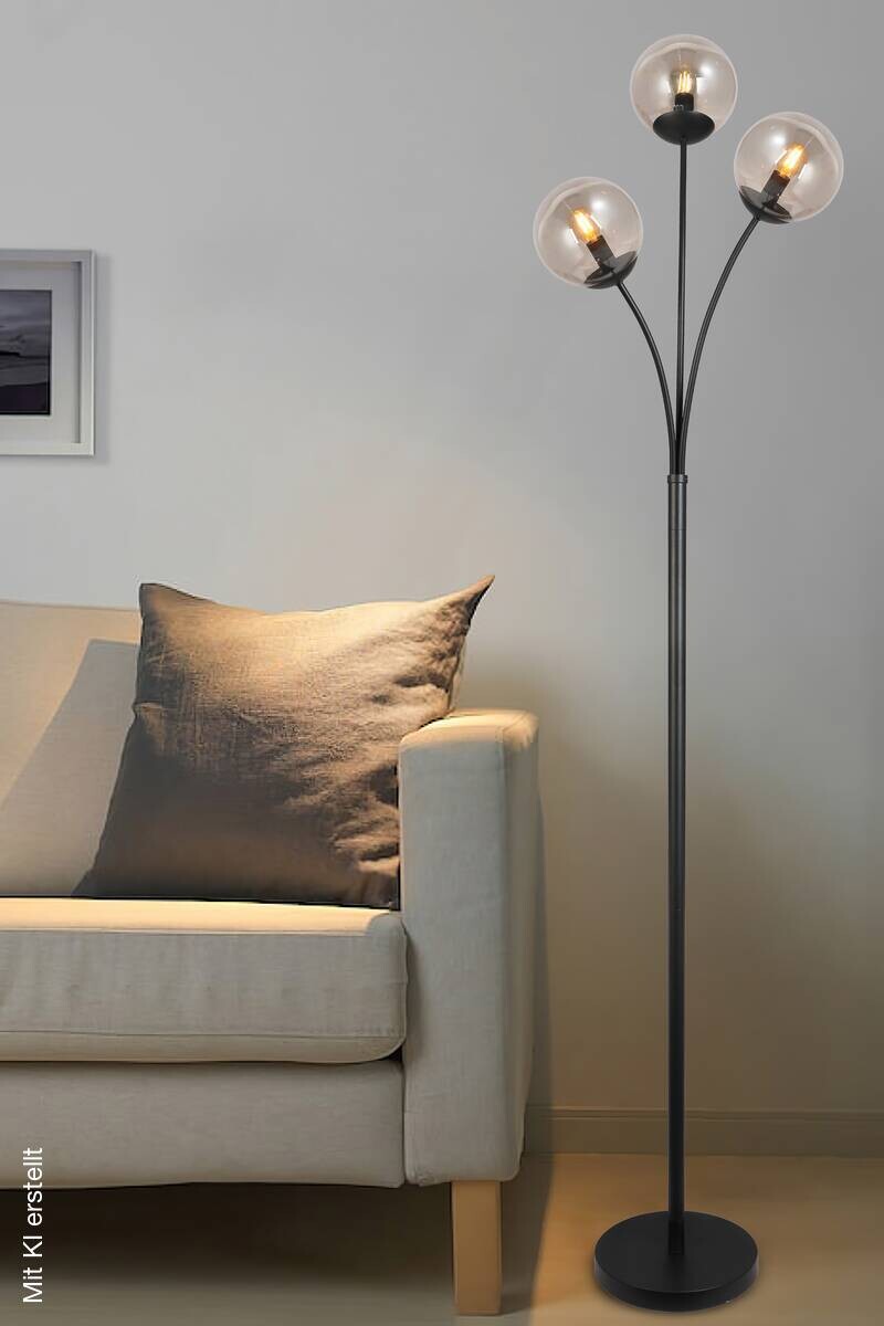 POCOline Stehlampe Space schwarz Glas B/H/T: ca. 37x180x37 cm E14 3 Brennstellen