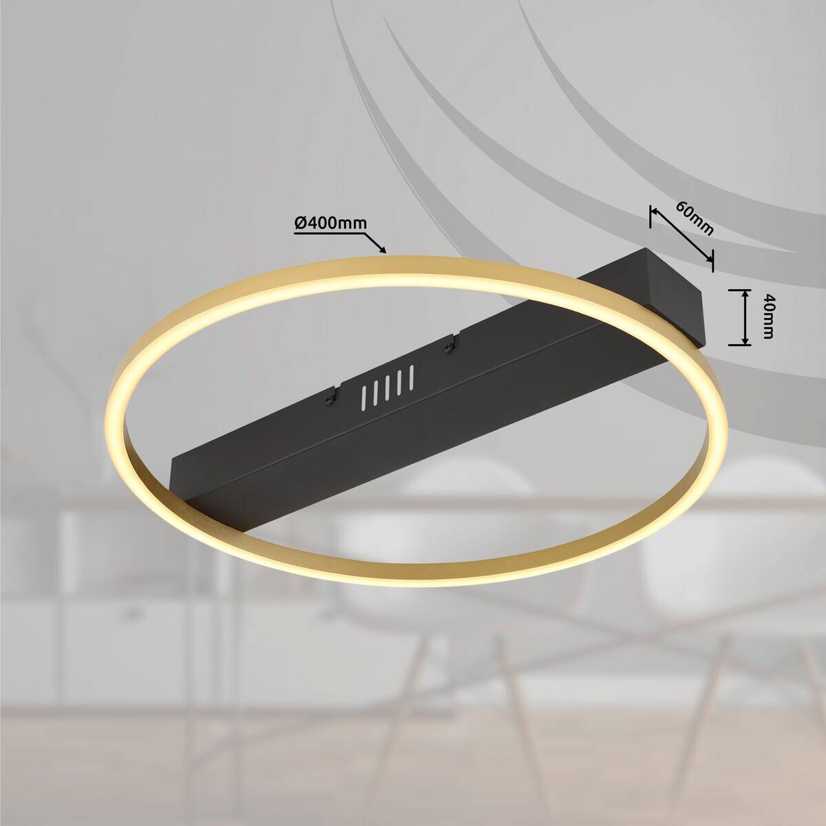 GLOBO Deckenleuchte gold Opal schwarz Metall Acryl B/H/L: ca. 39,4x5,3x40 cm 1 Brennstellen