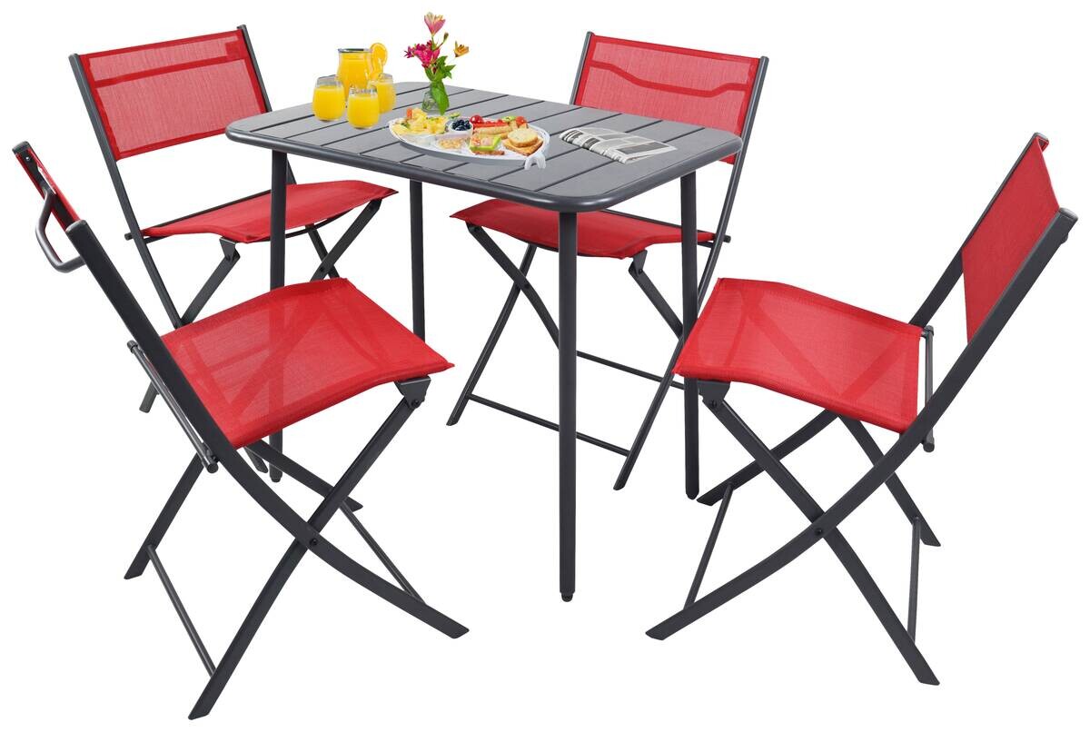 VCM Gartensitzgruppe Sumila rot Stahl B/H/L: ca. 80x72x55 cm