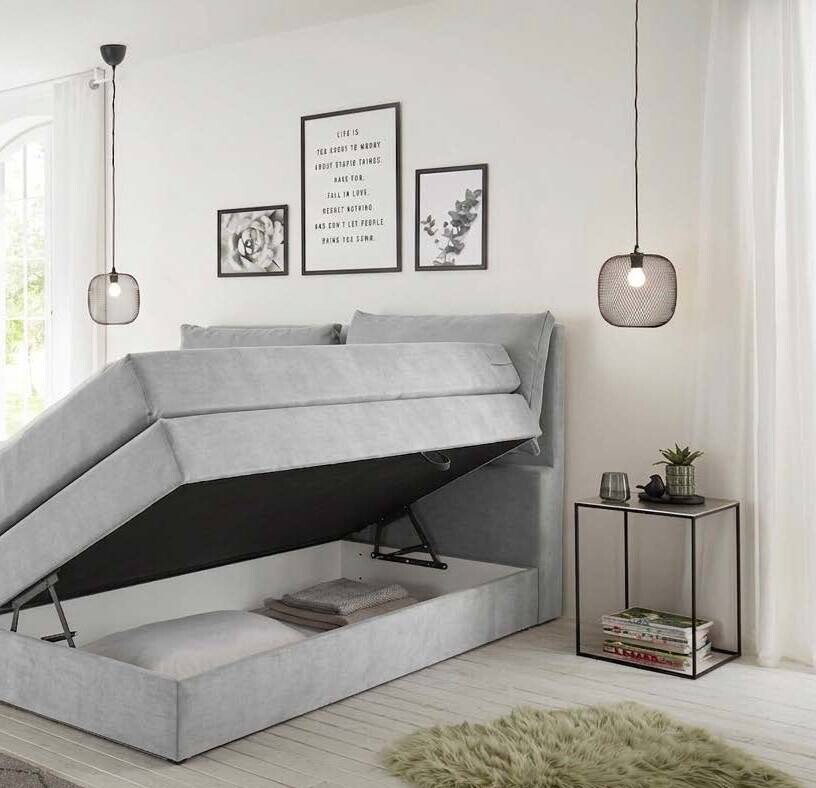 Boxspringbett Lissy grau Liegefläche B/L: ca. 160x200 cm