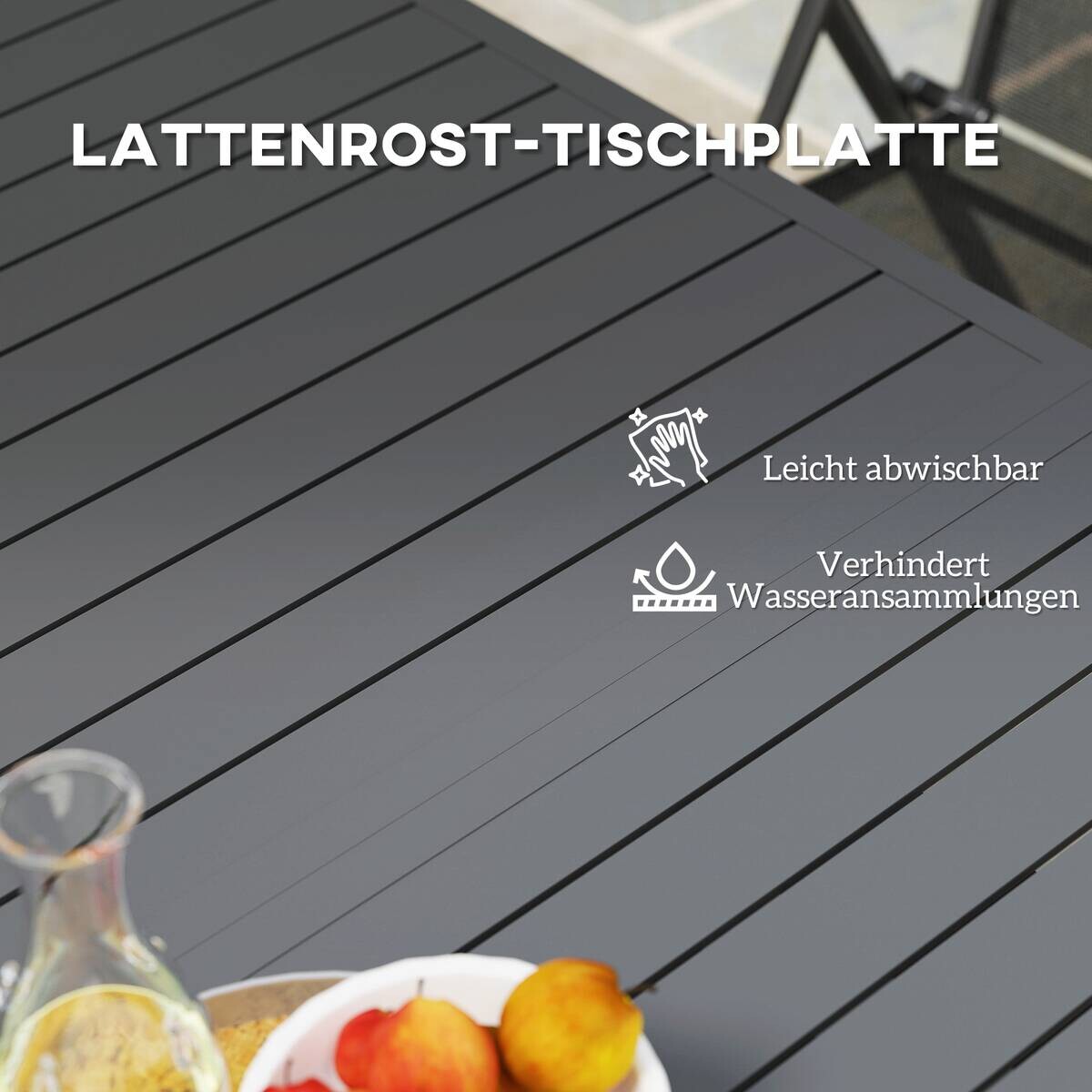Outsunny Gartentisch grau Aluminium B/H/L: ca. 90x73x220 cm