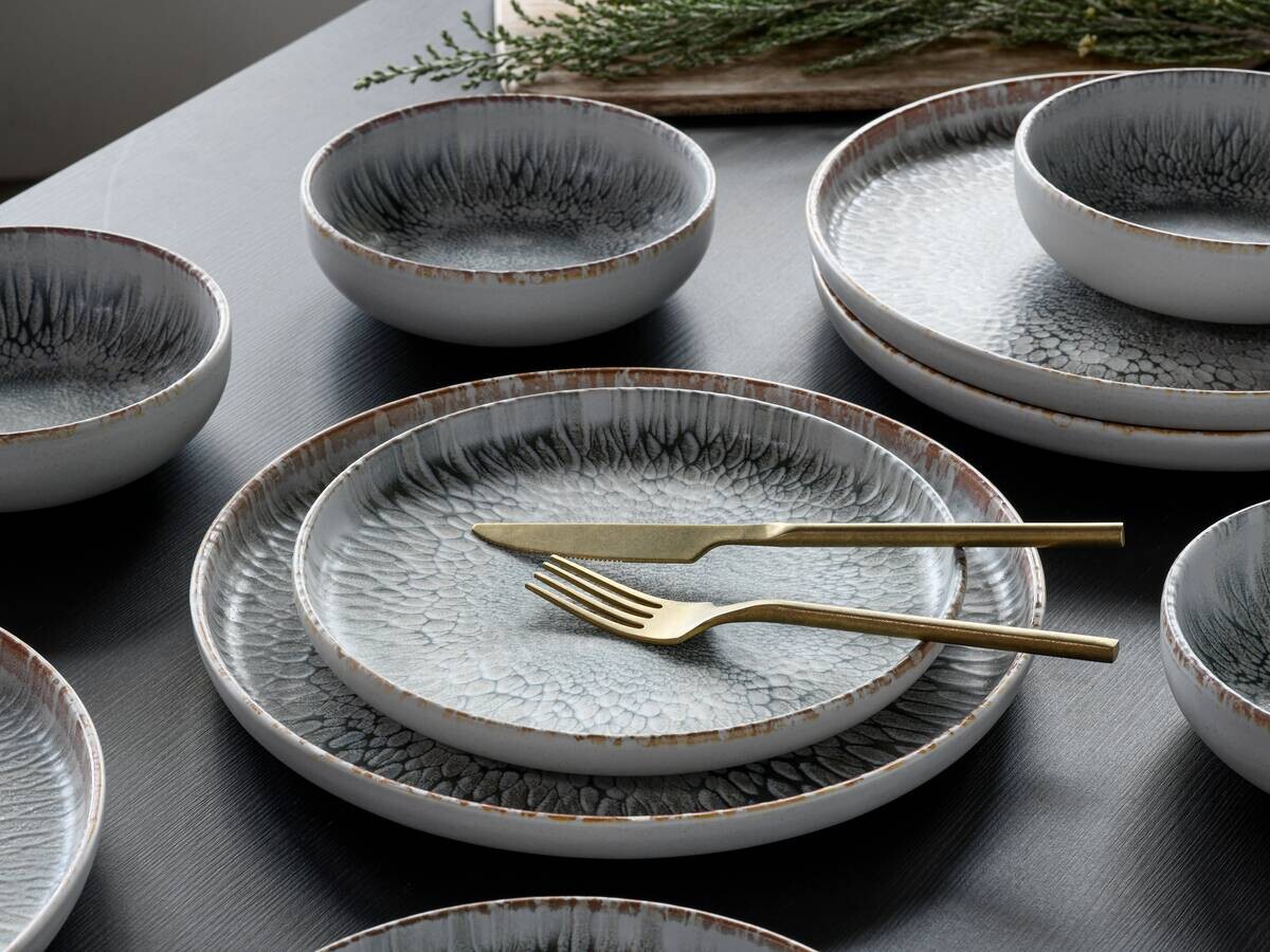 CreaTable Tafelservice Uno grau Steinzeug 12 tlg.
