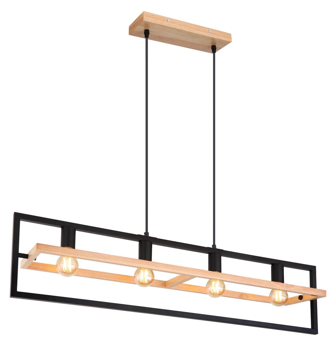 GLOBO Pendelleuchte dunkelbraun Holz B/H/T: ca. 20x150x98 cm E27 4 Brennstellen