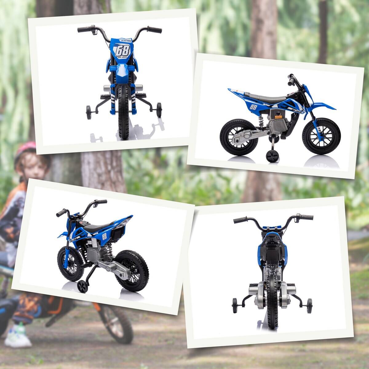 AIYAPLAY Kinder-Elektromotorrad blau B/H/L: ca. 56x70x107 cm