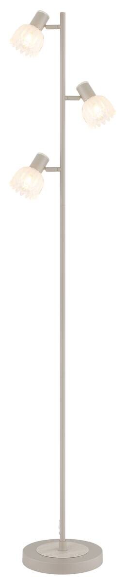 GLOBO Stehlampe sand Glas Metall B/H/L: ca. 12x60x26 cm 3 Brennstellen