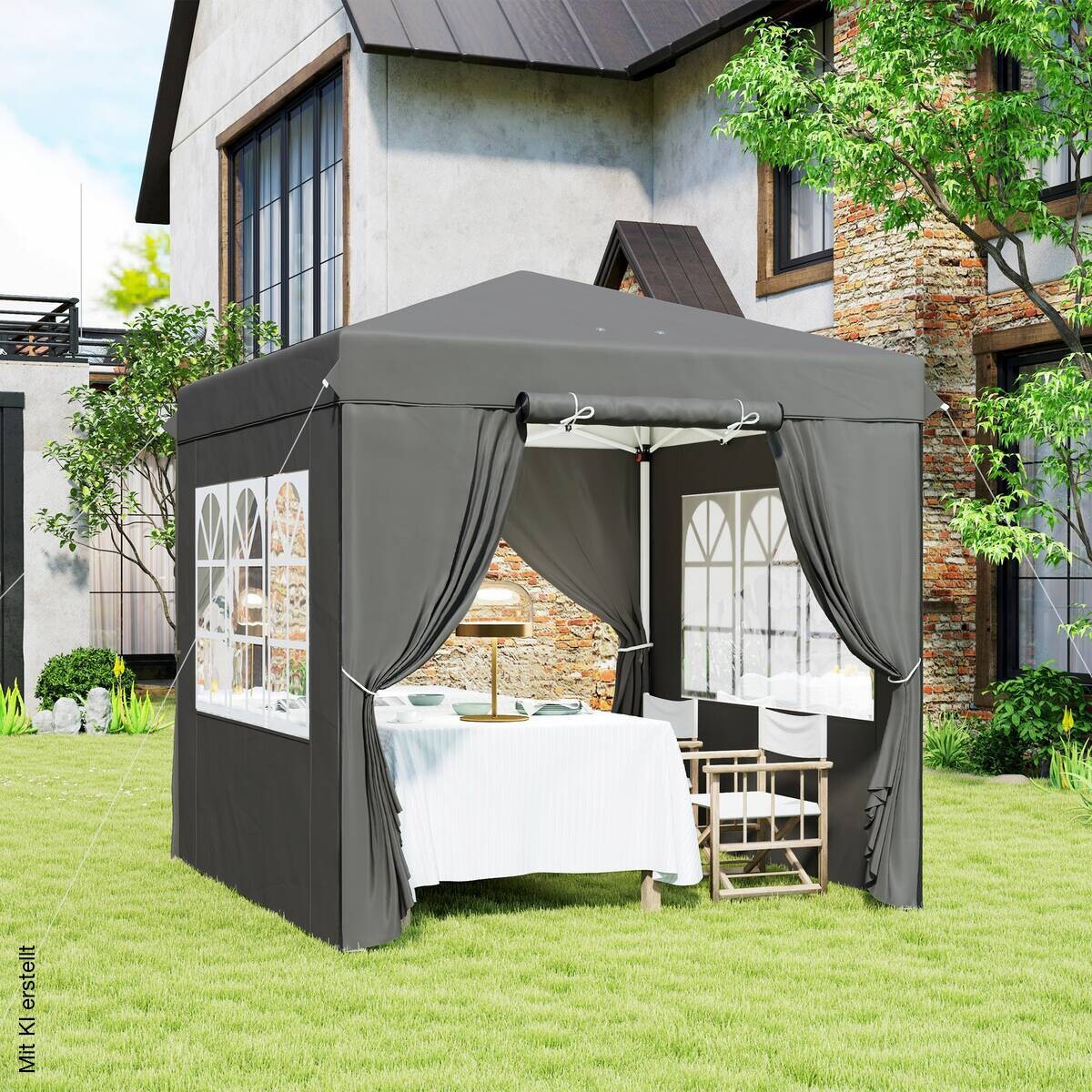 Outsunny Pavillon dunkelgrau Metall B/H/L: ca. 250x268x250 cm