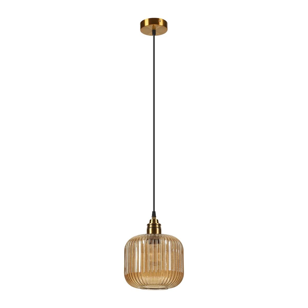 Lamkur Pendelleuchte gold Glas B/H/L: ca. 20x18x20 cm E27 1 Brennstellen