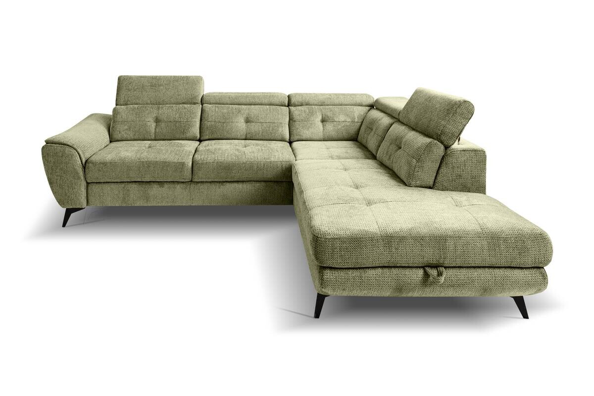 Ecksofa mit Bettfunktion und Bettkasten moosgrün Microfaser B/H/T: ca. 274x82x231 cm