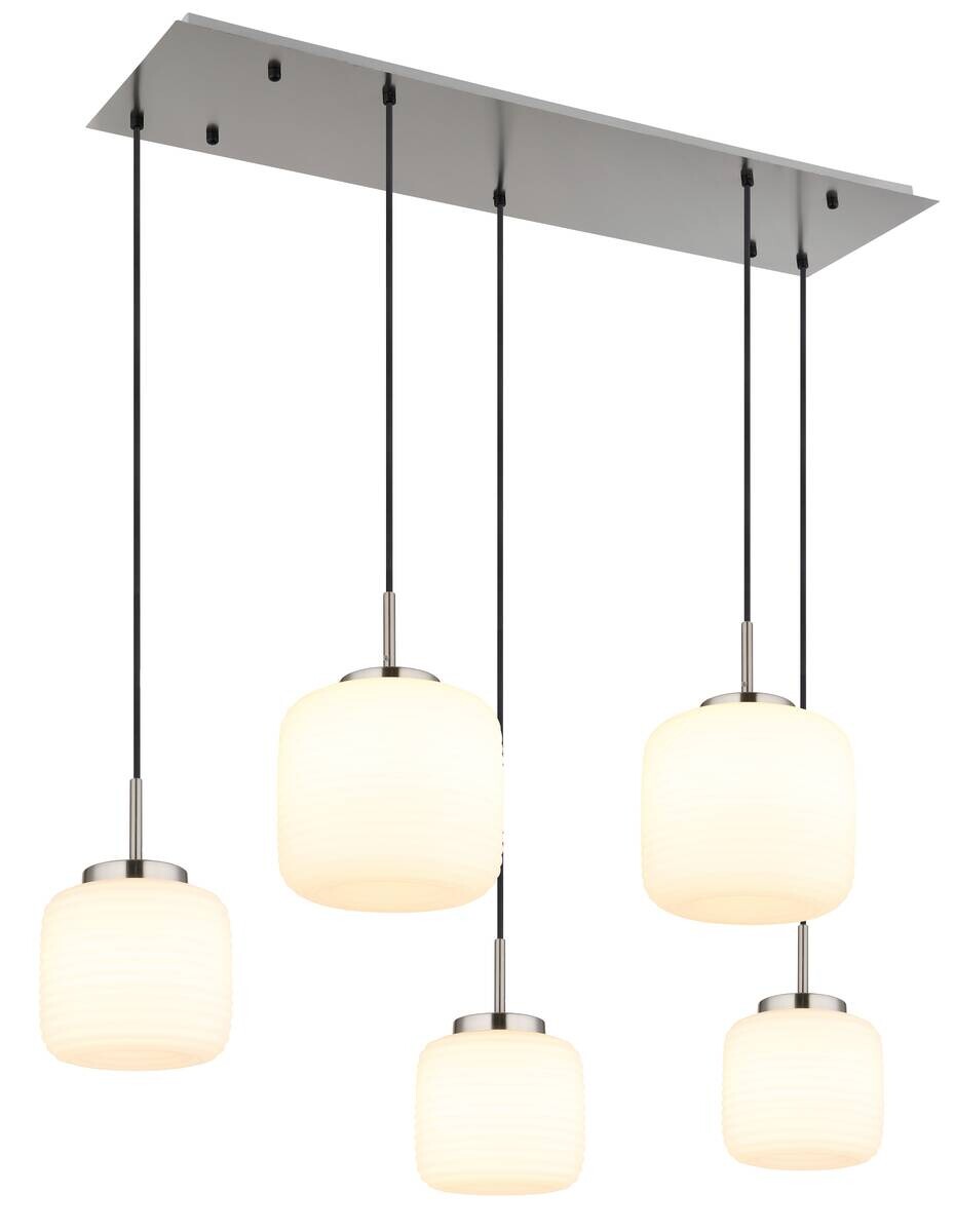 GLOBO Pendelleuchte schwarz nickel matt Opal Glas Metall B/H: ca. 106x130 cm 5 Brennstellen