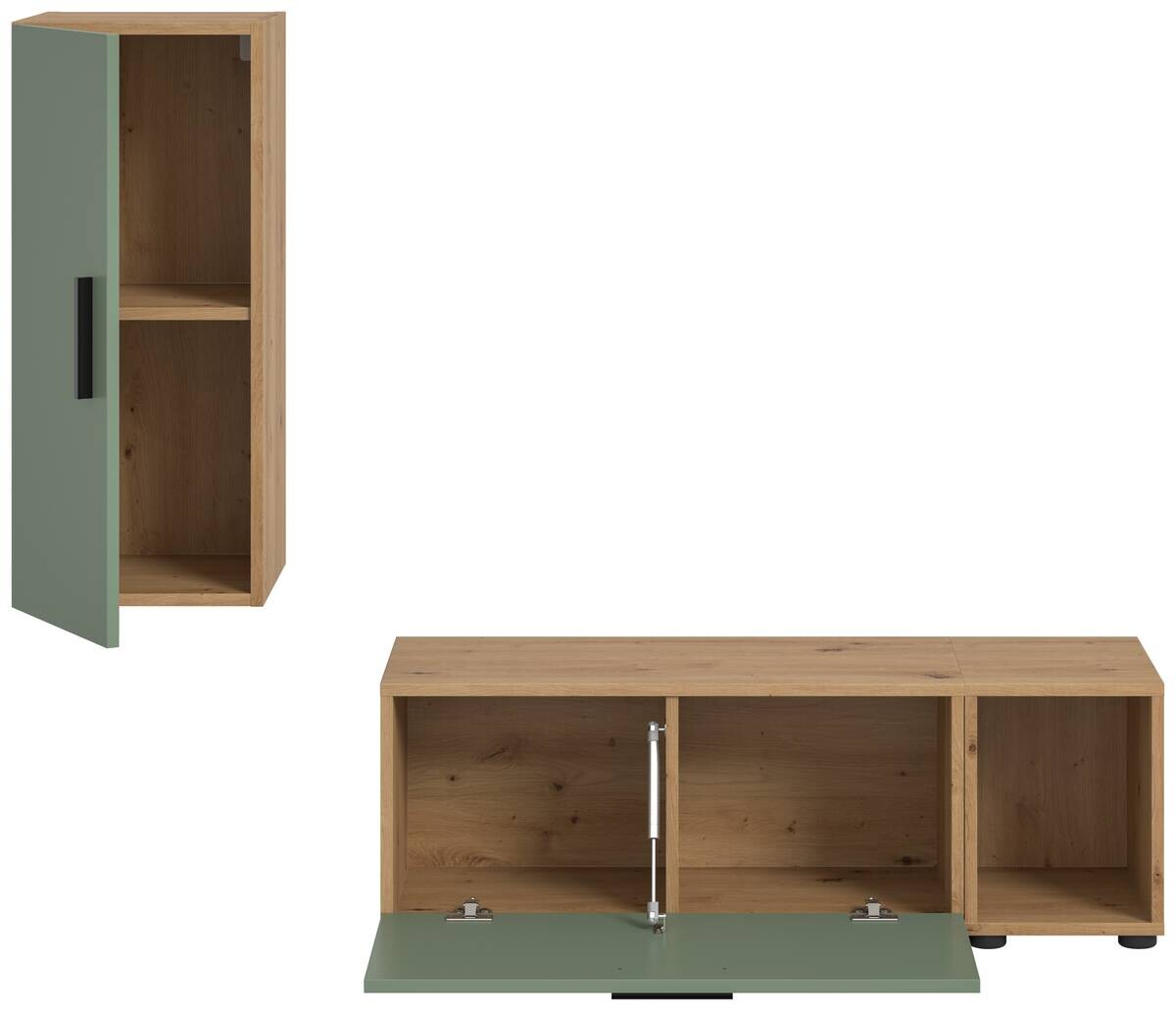 Wohnwand-Set TheOne Eiche Artisan Nachbildung grün B/H/T: ca. 75x32x34 cm