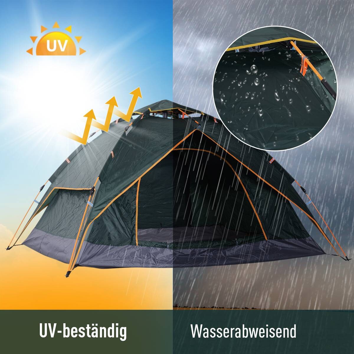 Outsunny Quick-Up-Zelt dunkelgrün Polyester-Mischgewebe B/H/L: ca. 210x140x210 cm