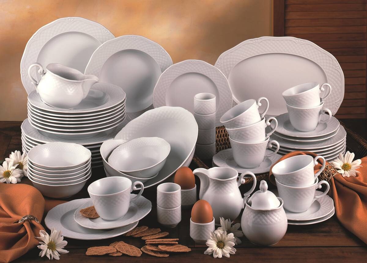 CreaTable Kombiservice Arianne weiß Porzellan 61 tlg.